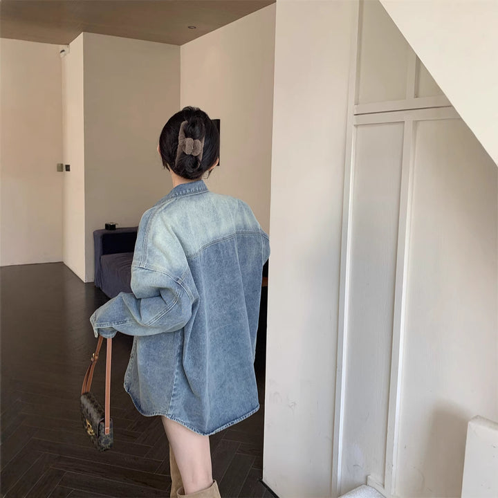Kvinnes Oversize Denim Skjorte Skjora
