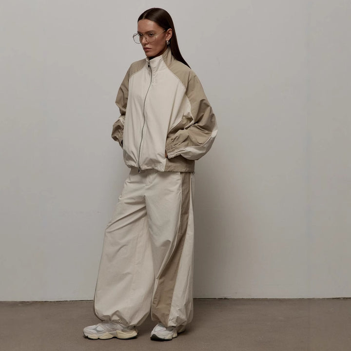 Dame sporty oversized jakke med høy krage og glidelås Skjora