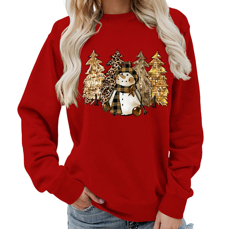 Dame sweatshirts med kreativ snømanndesign og myk fôr Skjora