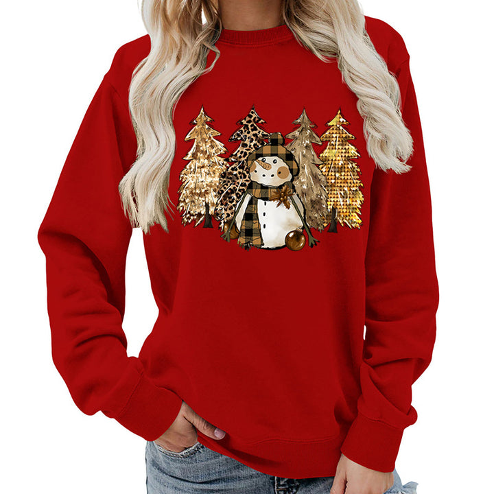 Dame sweatshirts med kreativ snømanndesign og myk fôr Skjora