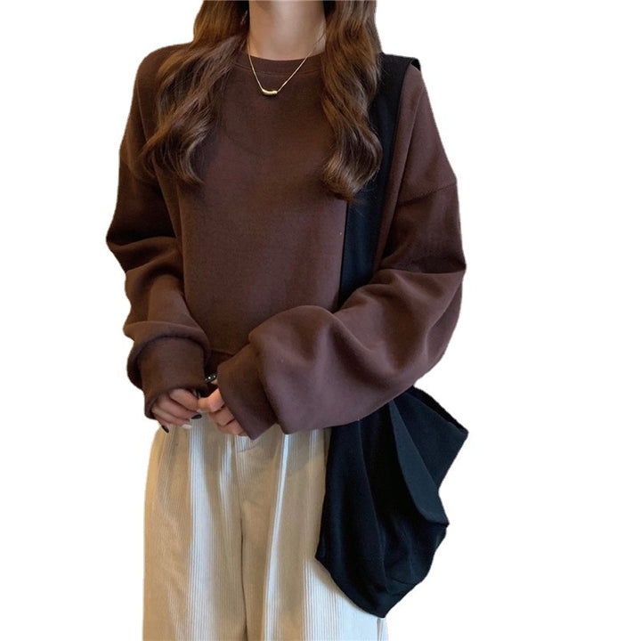 Kvinners avslappet oversized sweatshirt med komfortkrage og myke mansjetter