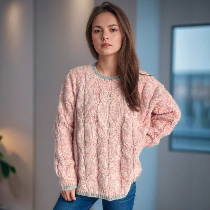 Dame chunky strikkegenser med tekstur og avslappet design Skjora