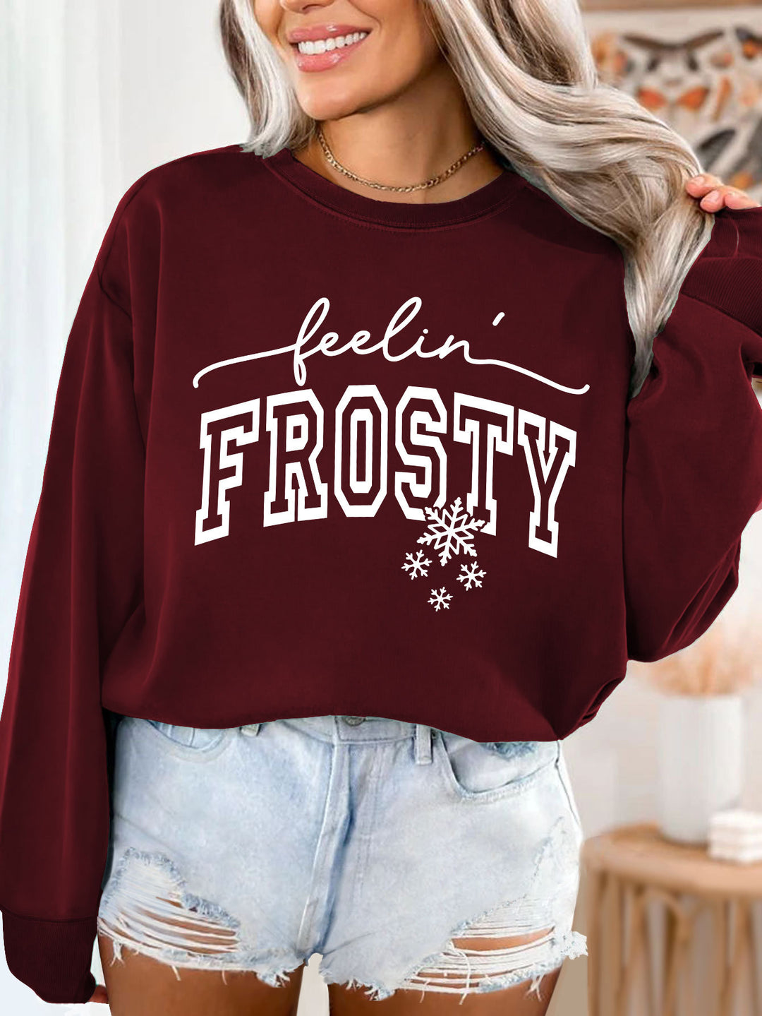 Dame sweatshirt med grafisk trykk Skjora