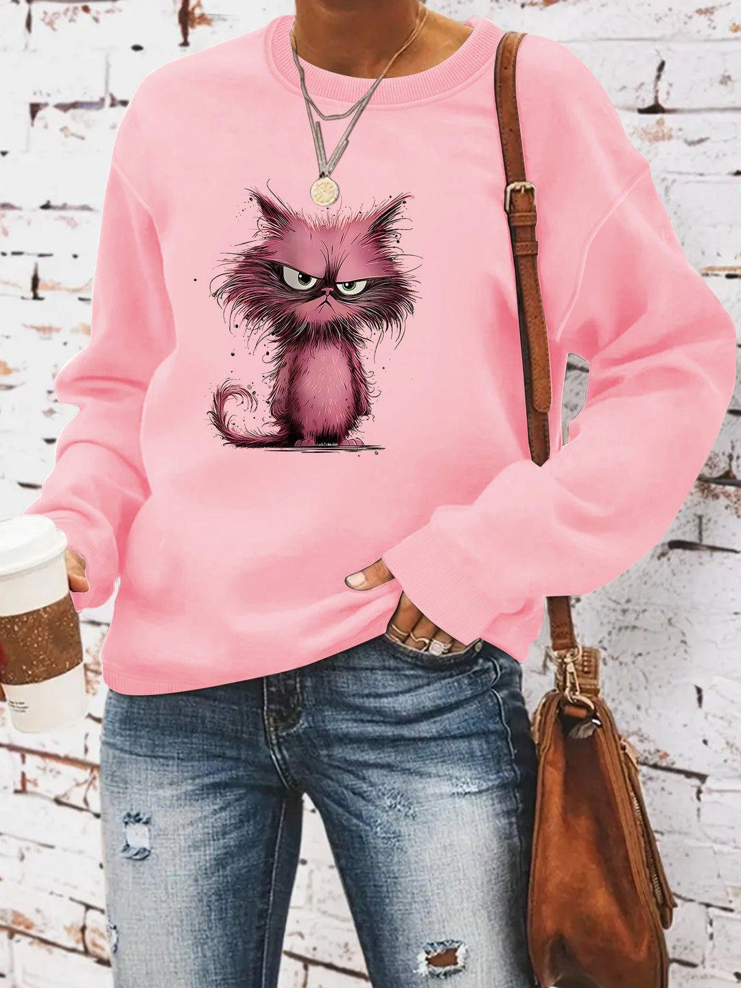 Kvinnegenser med kreativ kattemotiv Skjora