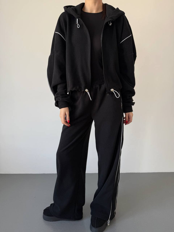 Kvinner Fleece hettegenser og løse joggebukser sett