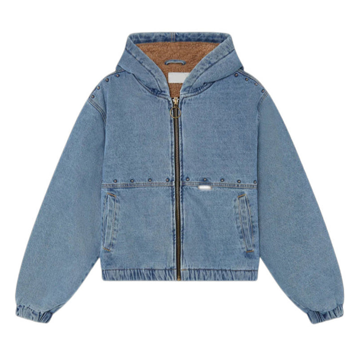 Kvinne denimjakke med hette og lommer Skjora