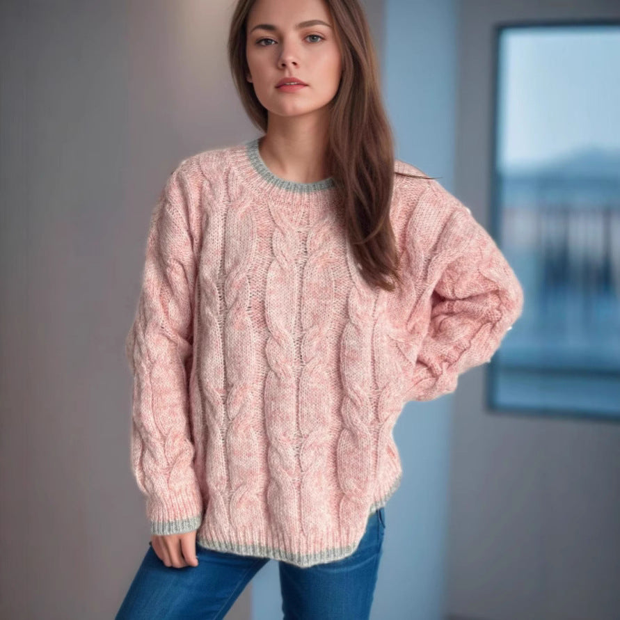 Dame chunky strikkegenser med tekstur og avslappet design Skjora