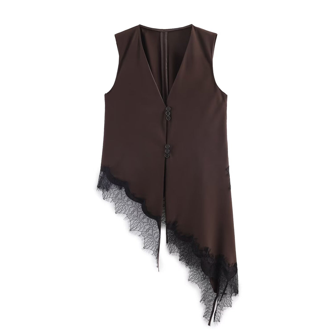 Damer asymmetrisk vest med elegant spiss Skjora
