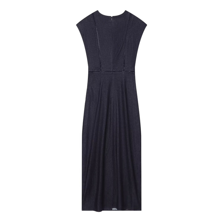 Dame maxikjole med elegant V-hals og fint drapering Skjora