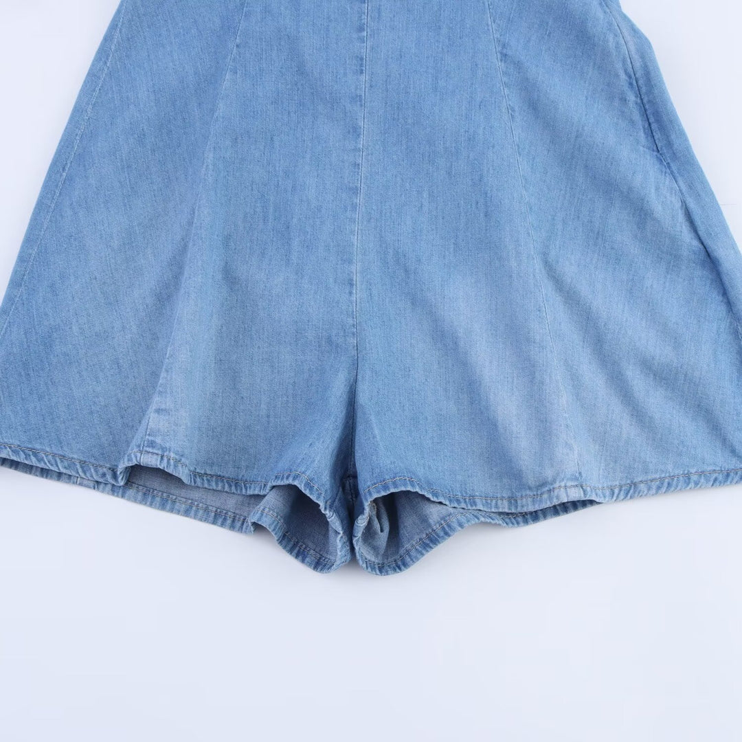 Dame Denim Jumpsuit med smal passform og justerbare stropper Skjora