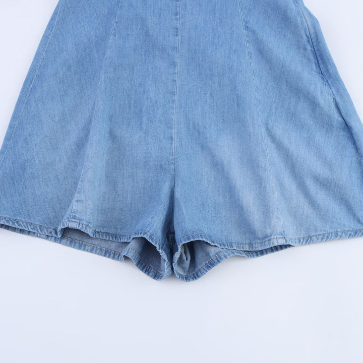 Dame Denim Jumpsuit med smal passform og justerbare stropper Skjora