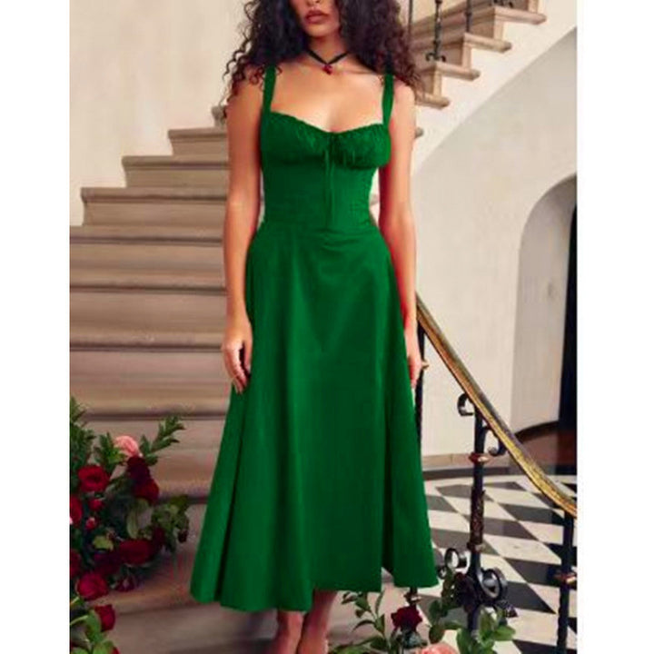 Dame Maxikjole med blomsterdesign og elegant spalte Skjora