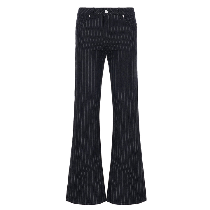 Dame slagjeans med vertikale striper og høy midje Skjora
