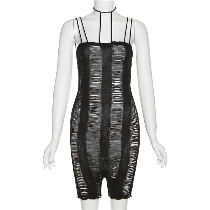 Dame Bodycon overall med ripslook og elegante stropper Skjora