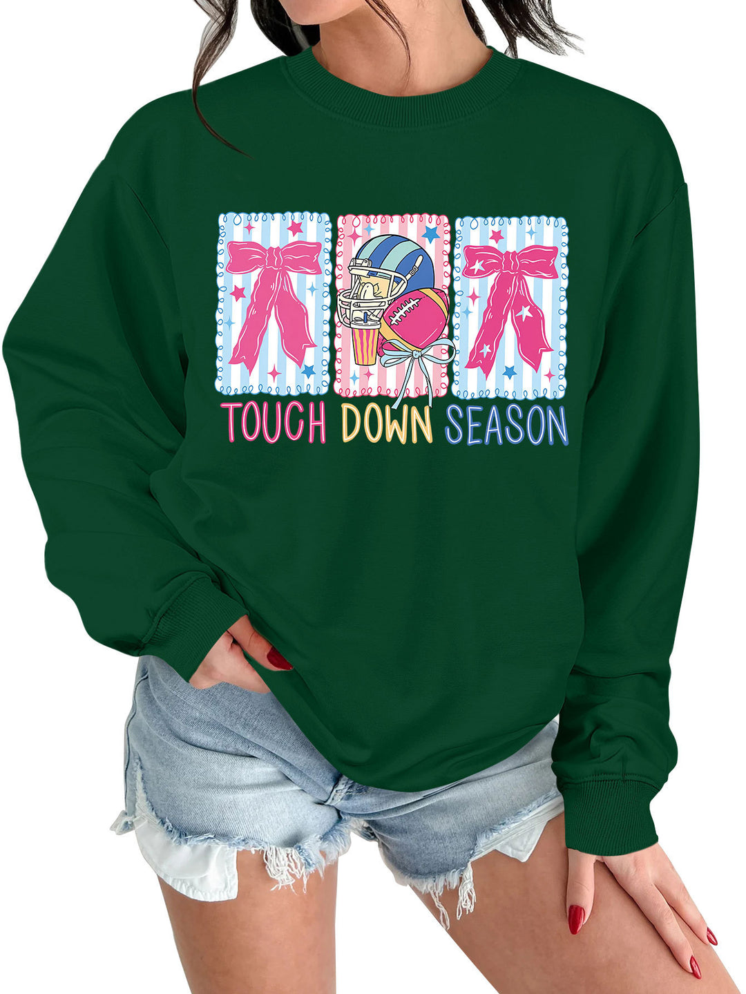 Dame sweatshirts med kreativ fotballmotiv og avslappet snitt Skjora