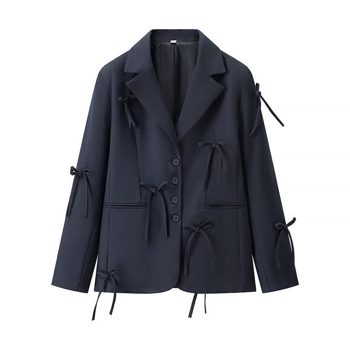 Dame mote blazer jakke med dekorative bånd detaljer Skjora