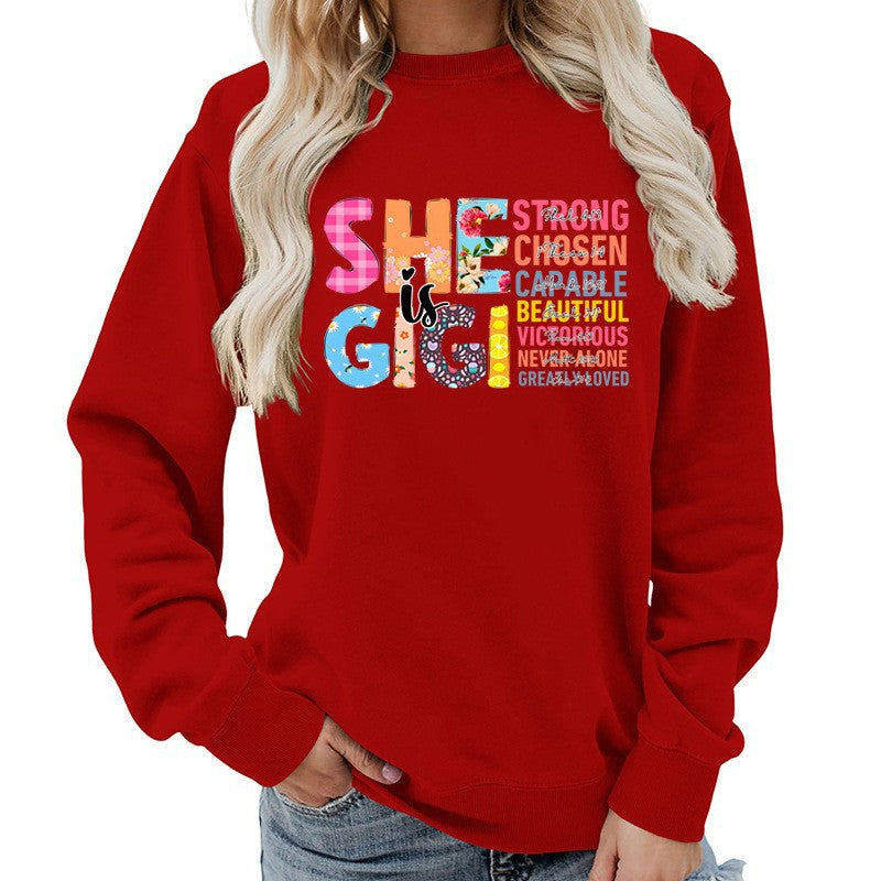 Kvinne sweatshirt med inspirerende tekstdesign Skjora