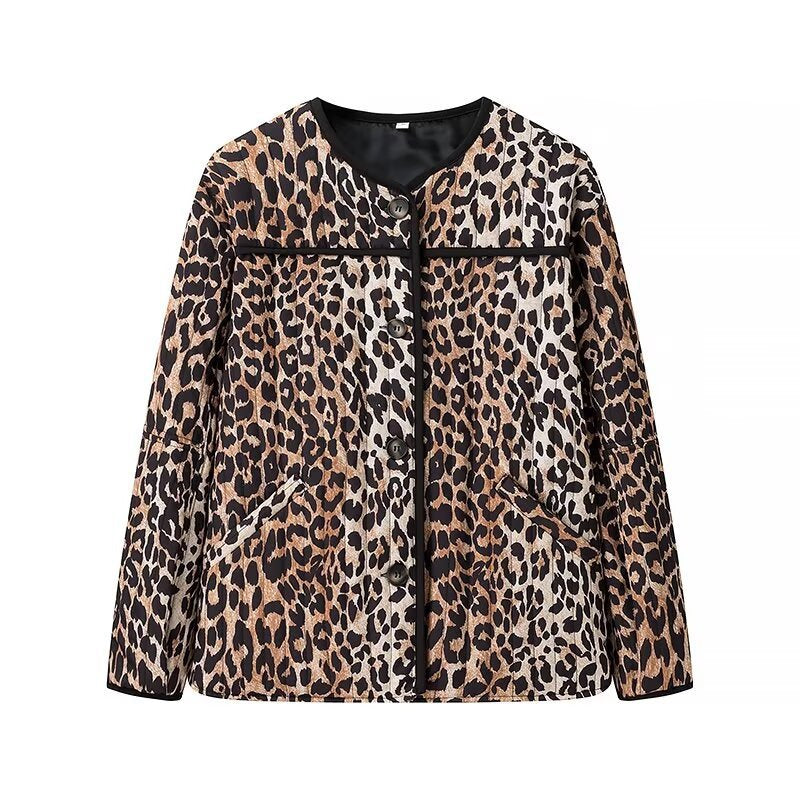 Dame moteklærjakke i trendy leopardmønster Skjora