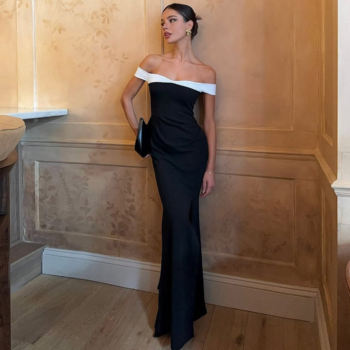 Dame Elegant Maxikjole med off-shoulder design og sidelukking Skjora