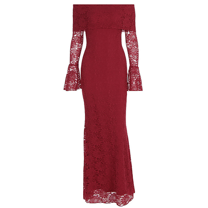 Dame Elegant spisskjole med off-shoulder design og skjørt Skjora