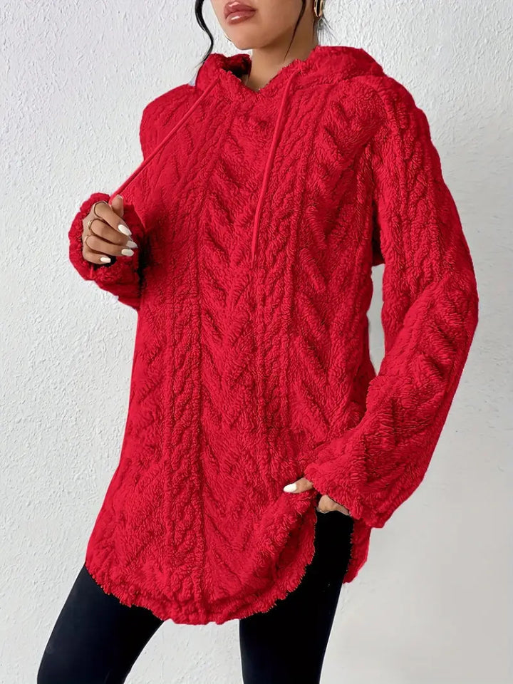 Kvinnenes koselige fleece hettegenserjakke med teksturert ribbedesign Skjora