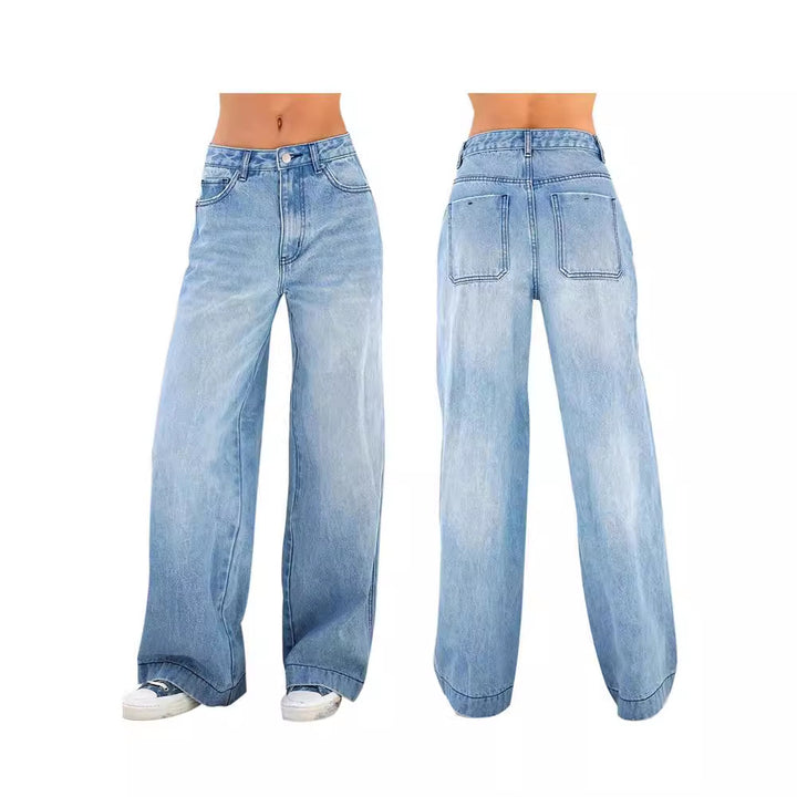 Dame vide jeans med høy midje og avslappet kutt Skjora