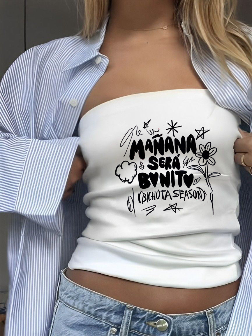 Dame Bandeau-overdel med sportslig Frankrike-design Skjora