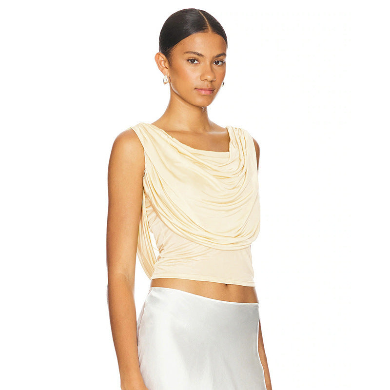 Dame elegant løs topp med drapering Skjora