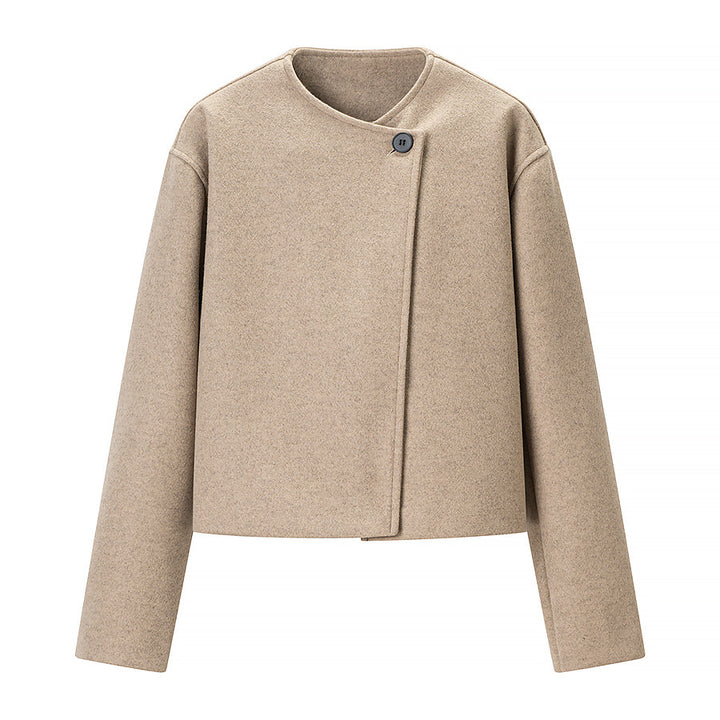 Dame elegant kort jakke i moderne design med asymmetrisk snitt Skjora