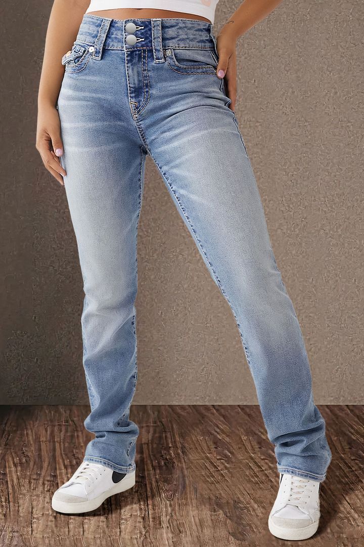Dame Høyt Liv Jeans i Vintage Utseende med figurnær passform Skjora