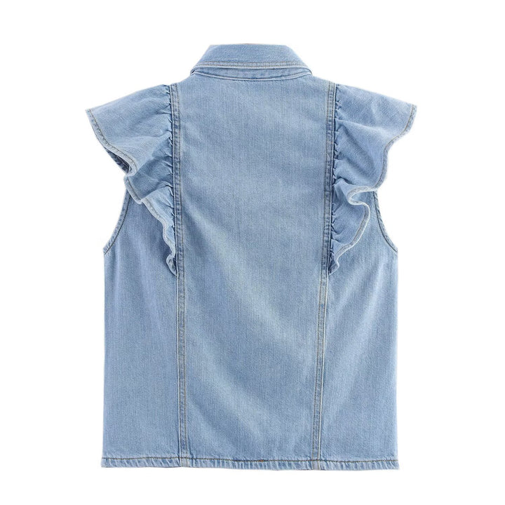 Dame Vide Jeans med elegant belteapplikasjon Skjora