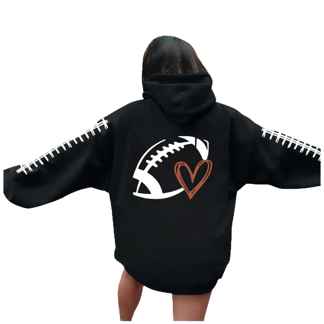 Damehoodie med kreativ fotballmotiv og avslappet passform Skjora