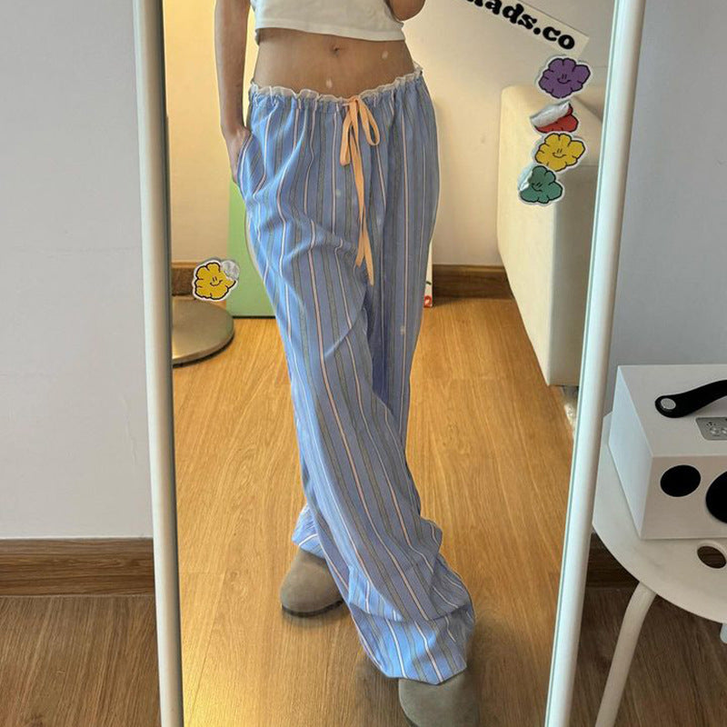 Dame løs pyjamasbukser med elegante striper Skjora