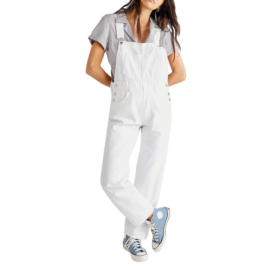 Damer avslappet denim jumpsuit med praktiske lommer og justerbar midje Skjora