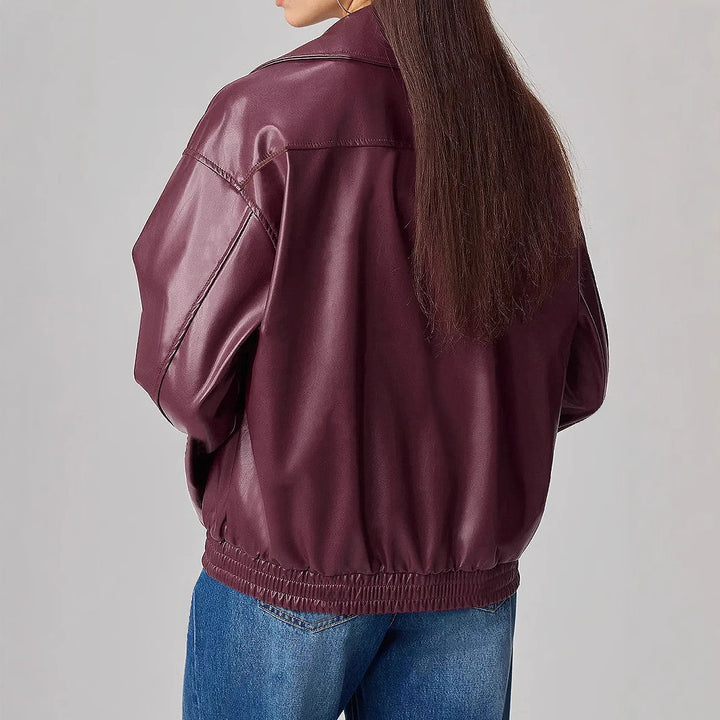 Dames faux skinnjakke i trendy oversized stil med smale glidelåsdetaljer Skjora