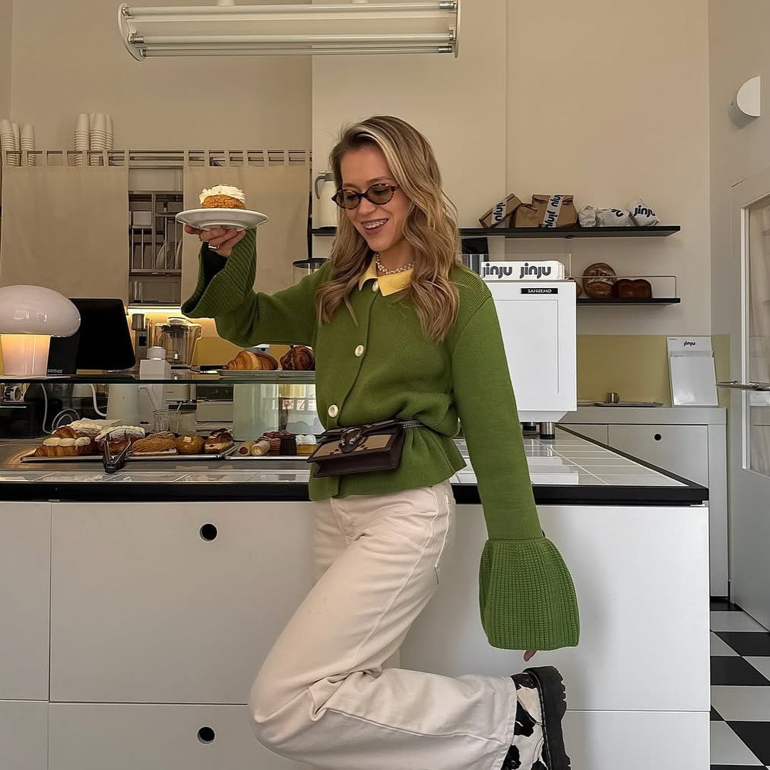 Dame chunky strikket cardigan med elegante knappedetaljer Skjora