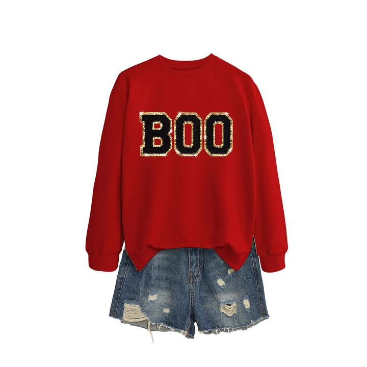 Damer sweatshirt med glitrende trykk Skjora