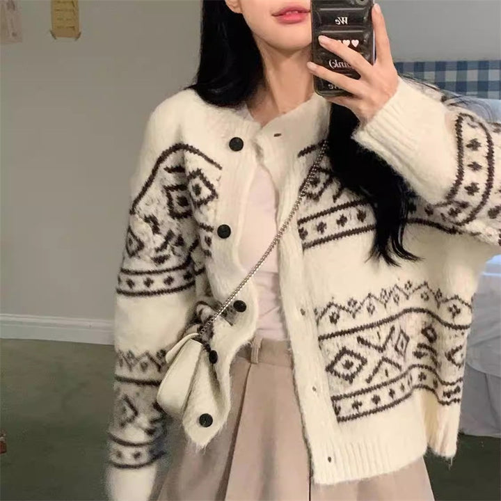 Damer casual cardigan med unikt mønster og mykt materiale Skjora