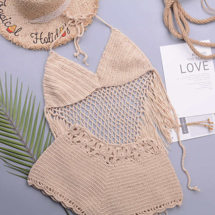 Dame heklet bikini med frynsete detaljer Skjora