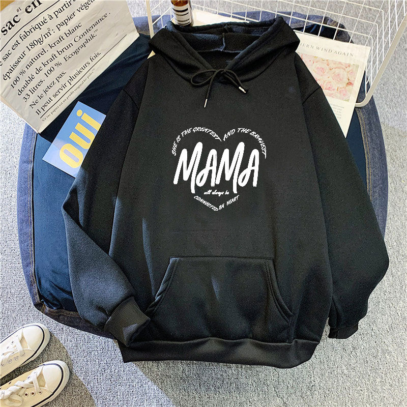 Dame hettegenser med kreativt mamma-motiv Skjora