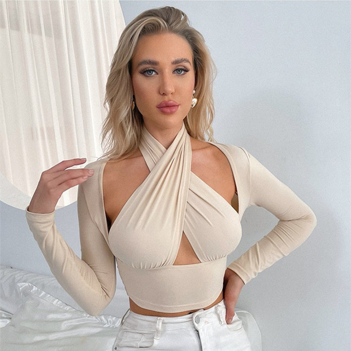 Dame Cropped Top med innovativt innviklingsdesign Skjora