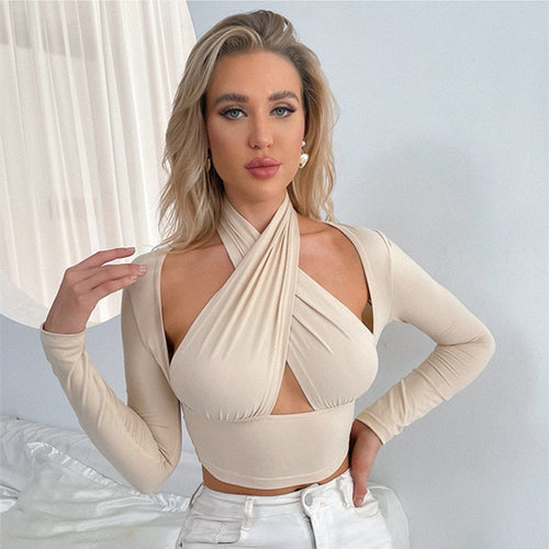 Dame Cropped Top med innovativt innviklingsdesign Skjora