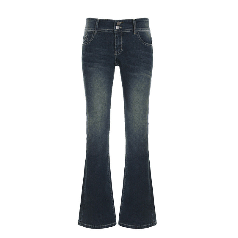 Dame Flared Jeans med høy midje og stilige detaljer Skjora
