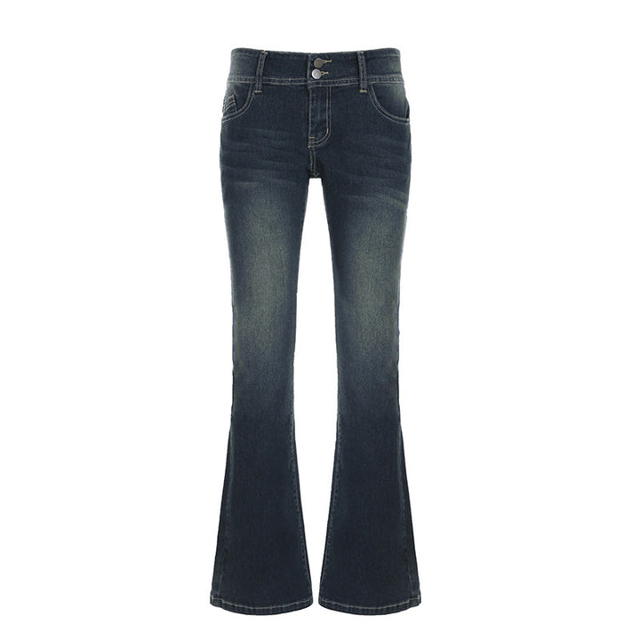 Dame Flared Jeans med høy midje og stilige detaljer Skjora