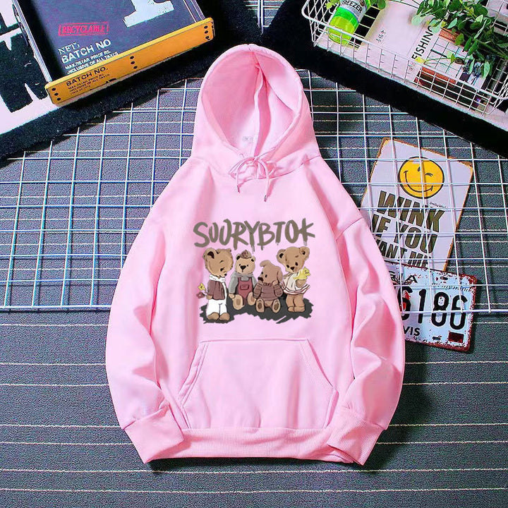 Damen Kapuzenpullover mit verspieltem Bärenmotiv Skjora