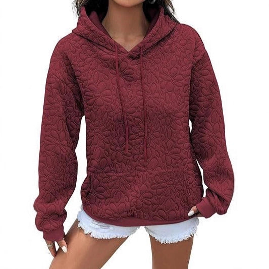 Mote sweatshirt for kvinner med teksturert blomsterdesign Skjora