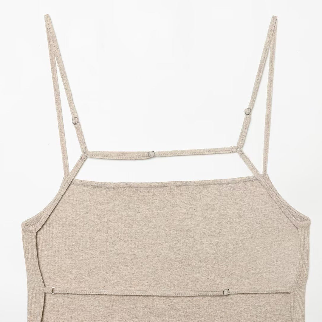 Dame Cropped Top med delikate stropper og glitrende kant Skjora