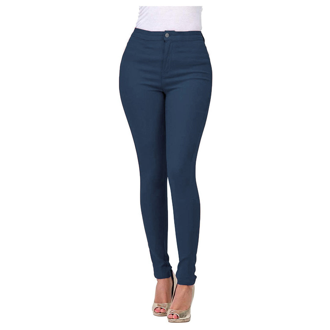 Dame Høyt skåret Skinny Jeans med elastisk Stretch Skjora