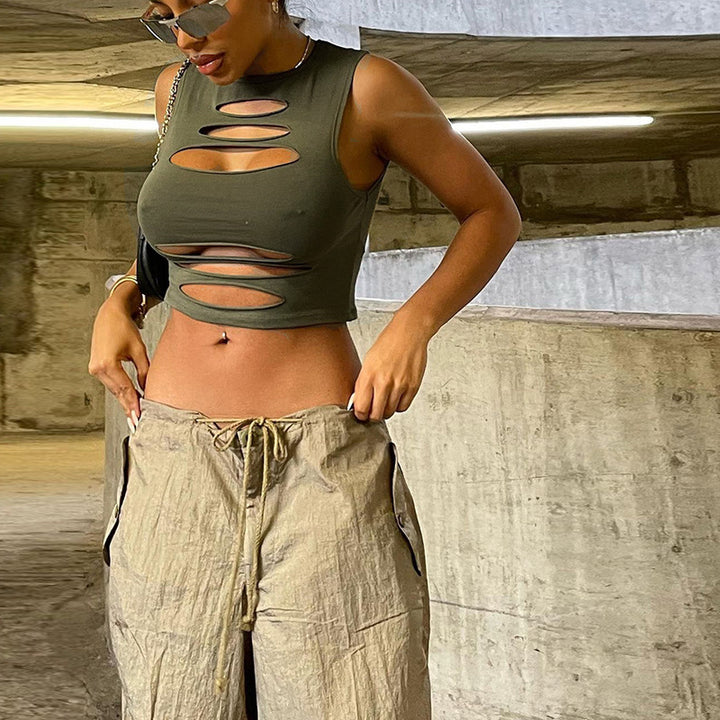 Damer Cut-Out Crop-Top Skjora