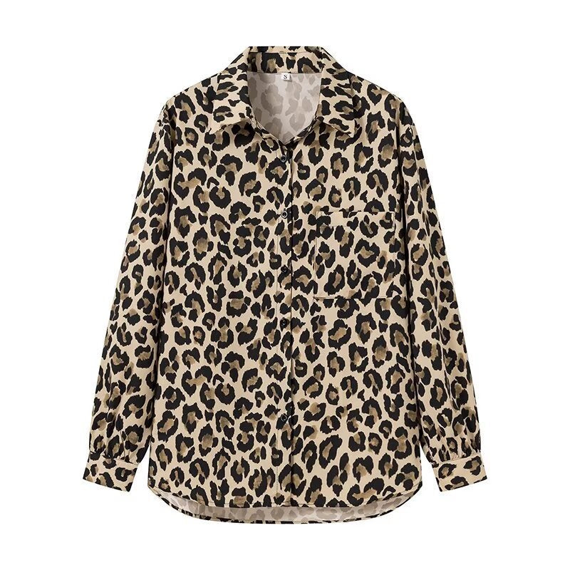 Dame vide linnbukser i trendy leopardmønster Skjora